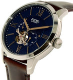 Fossil Townsman Automatic Blue Dial Brown Leather Strap Watch for Men - ME3110