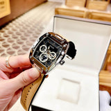 Guess Phoenix Multifunction Black Dial Brown Leather Strap Watch for Men - GW0202G3