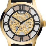 Fossil Townsman Automatic Skeleton Black Dial Black Leather Strap Watch for Men - ME3210