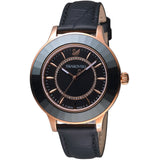 Swarovski Octea Lux Black Dial Black Leather Strap Watch for Women - 5414410