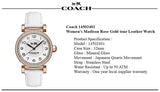 Coach Madison White Dial White Leather Strap Watch for Women - 14502401