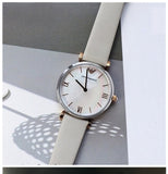 Emporio Armani Gianni T Bar Quartz Mother of Pearl Dial White Leather Strap Watch For Women - AR1965