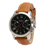 Fossil Grant Chronograph Green Dial Brown Leather Strap Watch for Men - FS4918