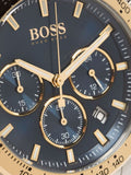 Hugo Boss Ikon Blue Dial Gold Steel Strap Watch for Men - 1513340