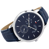 Tommy Hilfiger Brad Chronograph Quartz Blue Dial Blue Leather Strap Watch For Men - 1710387