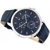 Tommy Hilfiger Brad Chronograph Quartz Blue Dial Blue Leather Strap Watch For Men - 1710387