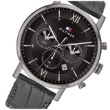 Tommy Hilfiger Evan Black Dial Black Leather Strap Watch for Men - 1710395