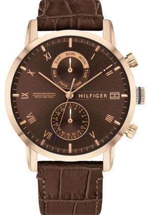 Tommy Hilfiger Kane Brown Dial Brown Leather Strap Watch for Men - 1710400