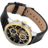 Tommy Hilfiger Henry Chronograph Black Dial Black Leather Strap Watch For Men - 1710474