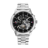 Tommy Hilfiger Henry Chronograph Black Dial Silver Steel Strap Watch For Men - 1710477