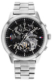 Tommy Hilfiger Henry Chronograph Black Dial Silver Steel Strap Watch For Men - 1710477