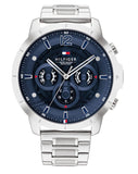 Tommy Hilfiger Luca Chronograph Blue Dial Silver Steel Strap Watch For Men - 1710492