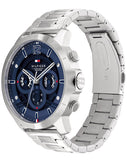 Tommy Hilfiger Luca Chronograph Blue Dial Silver Steel Strap Watch For Men - 1710492