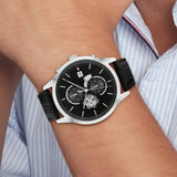 Tommy Hilfiger Weston Chronograph Black Dial Black Leather Strap Watch For Men - 1710502