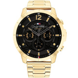 Tommy Hilfiger Luca Chronograph Black Dial Gold Steel Strap Watch For Men - 1710511