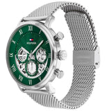 Tommy Hilfiger Legend Chronograph Green Dial Silver Mesh Bracelet Watch For Men - 1710567