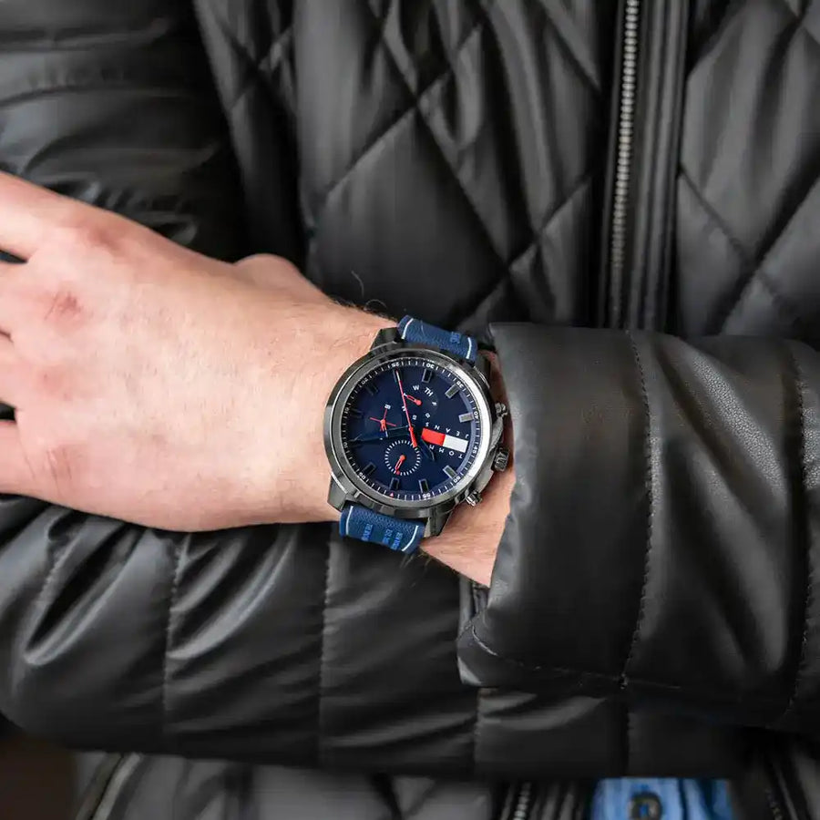 Tommy Hilfiger Wynwood Chronograph Blue Dial Blue Silicon Strap Watch For Men - 1710582