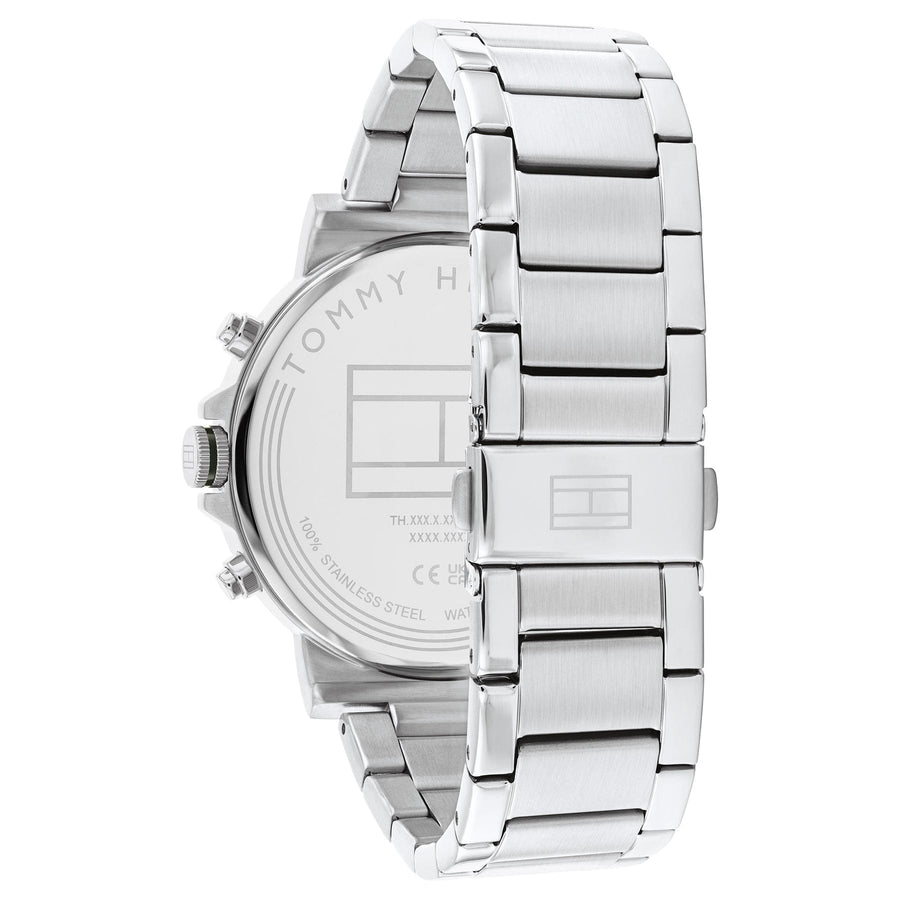 Tommy Hilfiger Tyson Chronograph Green Dial Silver Steel Strap Watch For Men - 1710587