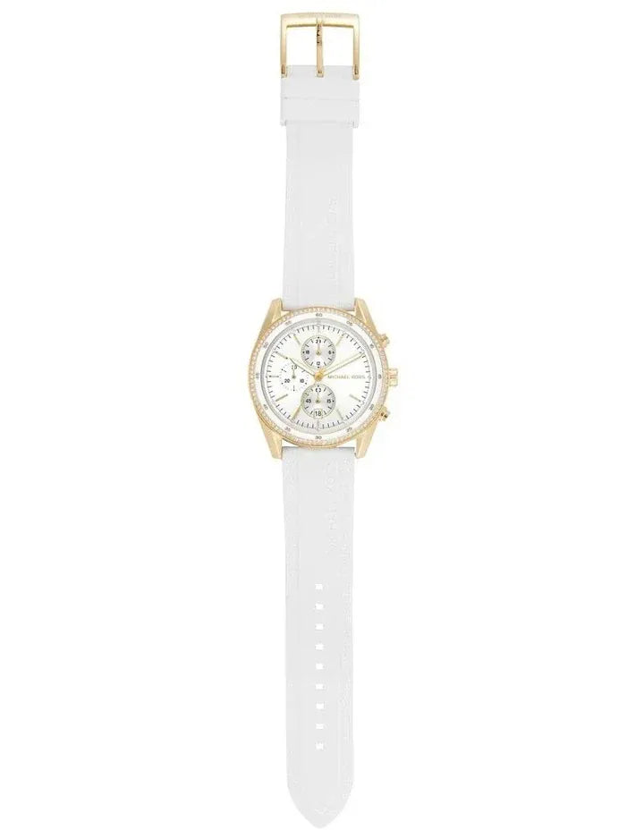 Michael Kors Hadyn Chronograph White Dial White Rubber Strap Watch for Women - MK7484