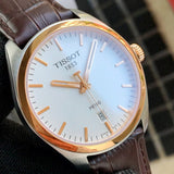 Tissot T Classic PR 100 Quartz White Dial Brown Leather Strap Watch for Men - T101.410.26.031.00