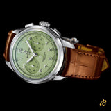 Breitling Premier B09 Chronograph 40 Green Dial Brown Leather Strap Watch for Men - AB0930D31L1P1