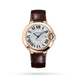 Cartier Ballon Bleu de Cartier Silver Dial Brown Leather Strap Watch for Men - WGBB0030