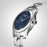 Tissot T Wave Donna Blue Dial Silver Steel Strap Watch For Women - T112.210.11.041.00