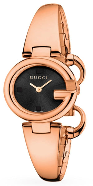 Gucci Guccissima Collection Quartz Black Dial Rose Gold Steel Strap Watch For Women - YA134509