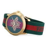 Gucci Le Marche des Merveilles Green & Red Dial Green & Red NATO Strap Unisex Watch - YA126487