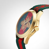 Gucci Le Marche des Merveilles Green & Red Dial Green & Red NATO Strap Unisex Watch - YA126487