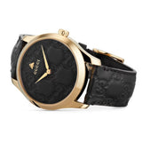 Gucci G Timeless Quartz Black Dial Black Leather Strap Watch For Women - YA1264034A