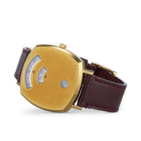 Gucci Grip Quartz Yellow Gold Dial Maroon Leather Strap Watch For Women - YA157405