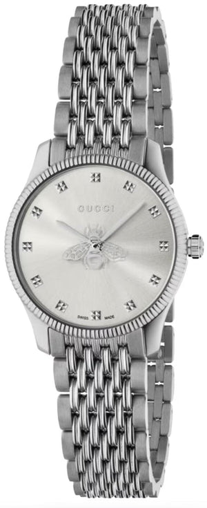 Gucci G Timeless Quartz Silver Dial Silver Steel Strap Watch For Women - YA1265019