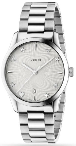 Gucci G Timeless White Dial Silver Steel Strap Watch For Women - YA1264028A