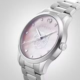 Gucci G Timeless Quartz Mother of Pearl Pink Dial Silver Steel Strap Watch for Women - YA1264166