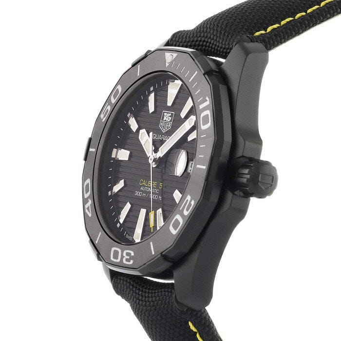 Tag Heuer Aquaracer Calibre 5 Automatic Black Dial Black Nylon Strap Watch for Men - WAY218A.FC6362