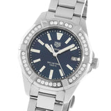 Tag Heuer Aquaracer Quartz 35mm Diamond Black Dial Silver Steel Strap Watch for Women - WAY131P.BA0748