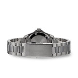 Silver wristwatch with clasp.