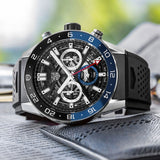 Tag Heuer Carrera Automatic Chronograph Steel & Ceramic Black Dial Black Rubber Strap Watch for Men - CBG2A1Z.FT6157