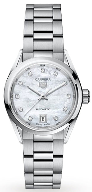 Tag Heuer Carrera Diamonds Mother of Pearl Dial Silver Steel Strap Watch for Women - WBN2412.BA0621