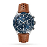 Tag Heuer Carrera Automatic Chronograph Blue Dial Brown Leather Strap Watch for Men - CBN2A1A.FC6537