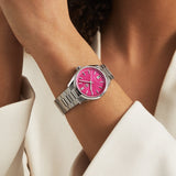 Tag Heuer Carrera Date Automatic 18K Pink Dial Silver Steel Strap Watch for Women - WBN2313.BA0001