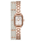 Emporio Armani Giola White Mother of Pearl Dial Rose Gold Steel Strap Watch For Women - AR11147