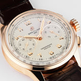 Breitling Premier B09 Chronograph 40 White Dial Brown Leather Strap Watch for Men - RB0930371G1P1