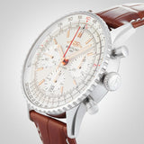 Breitling Navitimer B01 Chronograph 41 White Dial Brown Leather Strap Watch for Men - AB0139211G1P1