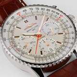 Breitling Navitimer B01 Chronograph 41 White Dial Brown Leather Strap Watch for Men - AB0139211G1P1