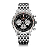 Breitling Navitimer B01 Chronograph 43 Black Dial Silver Steel Strap Watch for Men - AB0138211B1A1