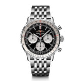 Breitling Navitimer B01 Chronograph 43 Black Dial Silver Steel Strap Watch for Men - AB0138211B1A1