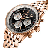 Breitling Navitimer B01 Chronograph 43 Black Dial Rose Gold Steel Strap Watch for Men - RB0138211B1R1