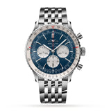 Breitling Navitimer B01 Chronograph 46 Blue Dial Silver Steel Strap Watch for Men - AB0137211C1A1